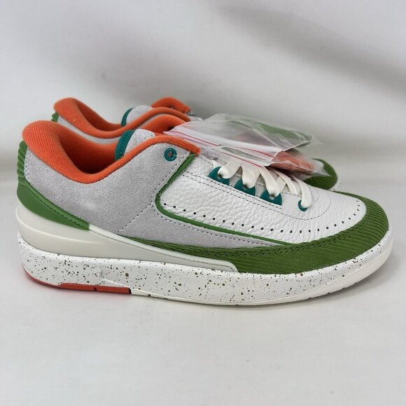 Nike Air Jordan 2 Retro Low Titan White Green Orange Women's Size 7 - Picture 1 of 10